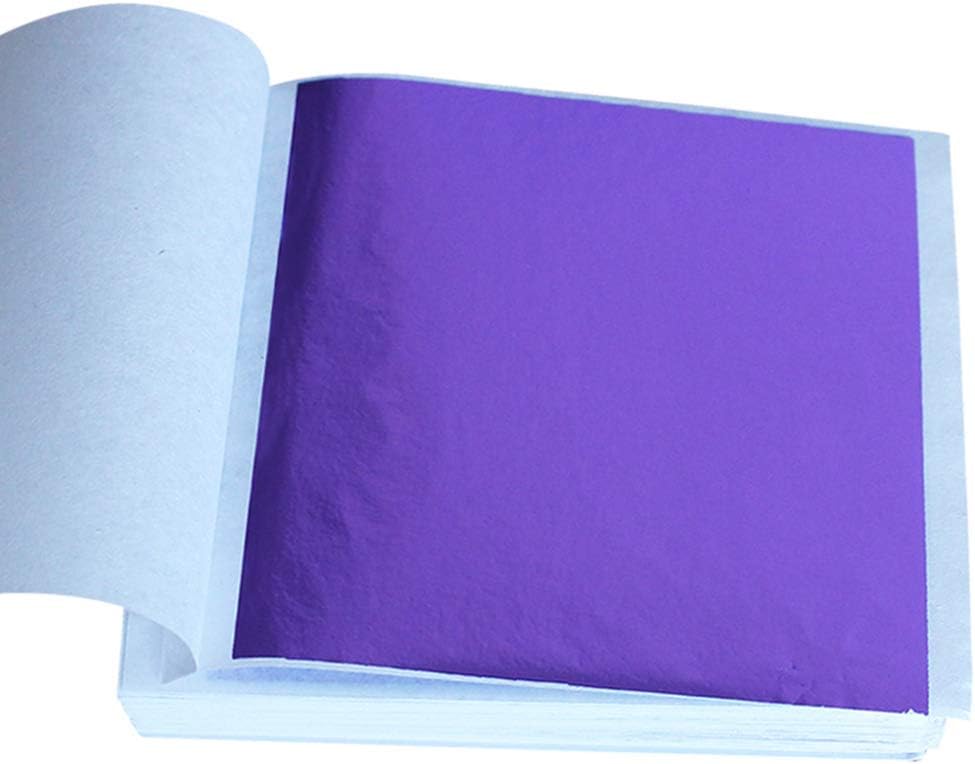 Foil Paper Imitation Gold Foil Paper Shiny Gold Craft Decoration Color 8x8.5cm 50pcs (Purple)