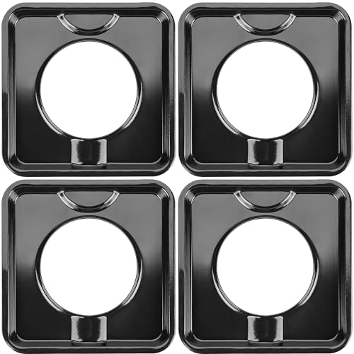 Comparison: Best Pans For Gas Cooktop 8 7.75" Square Drip Pan Heavy Duty Gas Burner 4 Pack SGP-400 Square Gas Range Drip Pans Black Porcelain Drip Pans Replacement for WP786333, AP6011553, PS11744751, Black