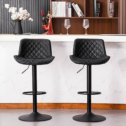 Younuoke Counter Height Bar Stools Set Of 2 Adjustable Swivel Bar Chair Faux Leather Modern White Barstools With Back For Kitchen Island Counter #TOP2