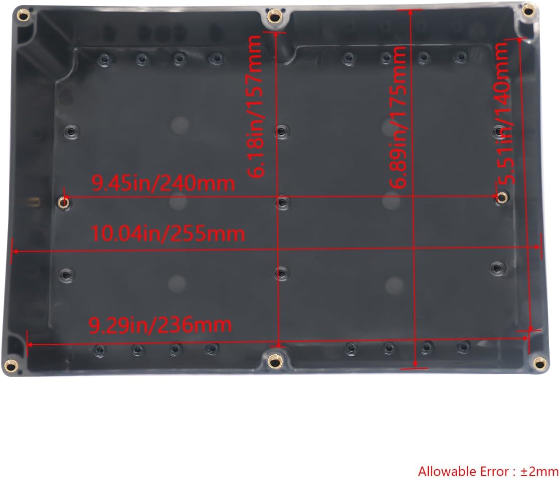 Project Box ABS Plastic Black Electrical Boxes IP65 Waterproof DIY Electronic Junction Box Power Enclosure with Fixed Ear 10.4x7.2x3.7 inch (263x182x95 mm)