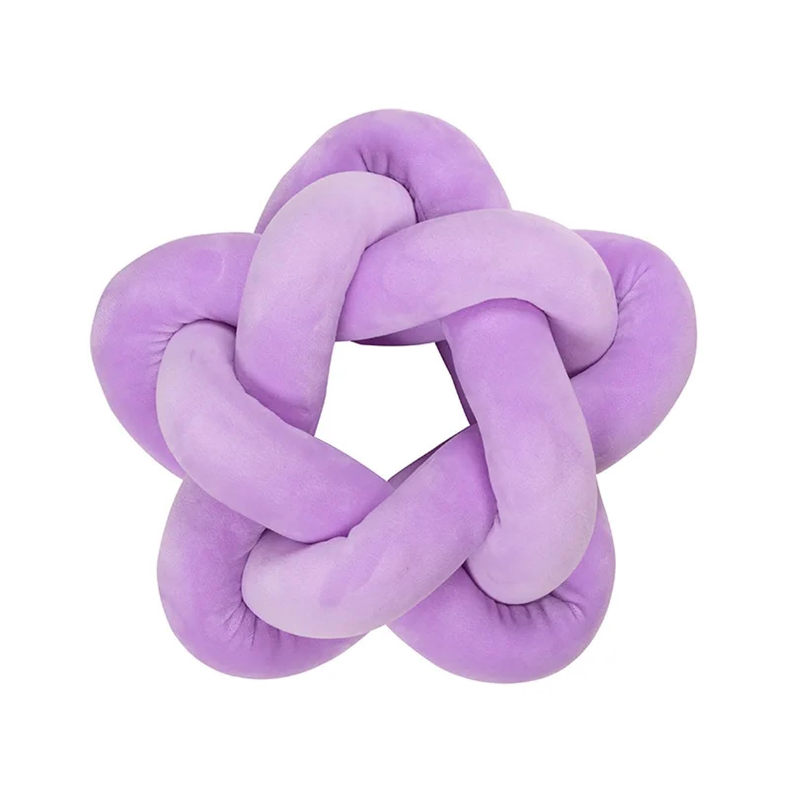 Oreiller boule nœud peluche star lilas : coussin rond déco pour canapé cosy