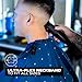 Barber Strong The Barber Cape, Hair Repelling & Static Reducing Material, Flexible Elastic Neckband for Comfort, Water Resistant Fabric, Oversized for Complete Coverage, Blue Shield