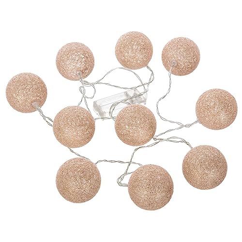 Atmosphera - Guirlande LED enfant Glitter - 10 boules - coton et cuivre - rose - L175-5 cm