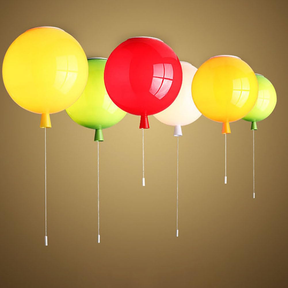 Kolorowa Balonowa Lampa Sufitowa Lampa do Pokoju Dziecięcego z Przełączaną Dekoracyjną Lampą Sufitową Nowoczesna Kreatywna Lampa Balonowa Kreskówka Chłopcy Dziewczynki Żyrandol,Red,25CM