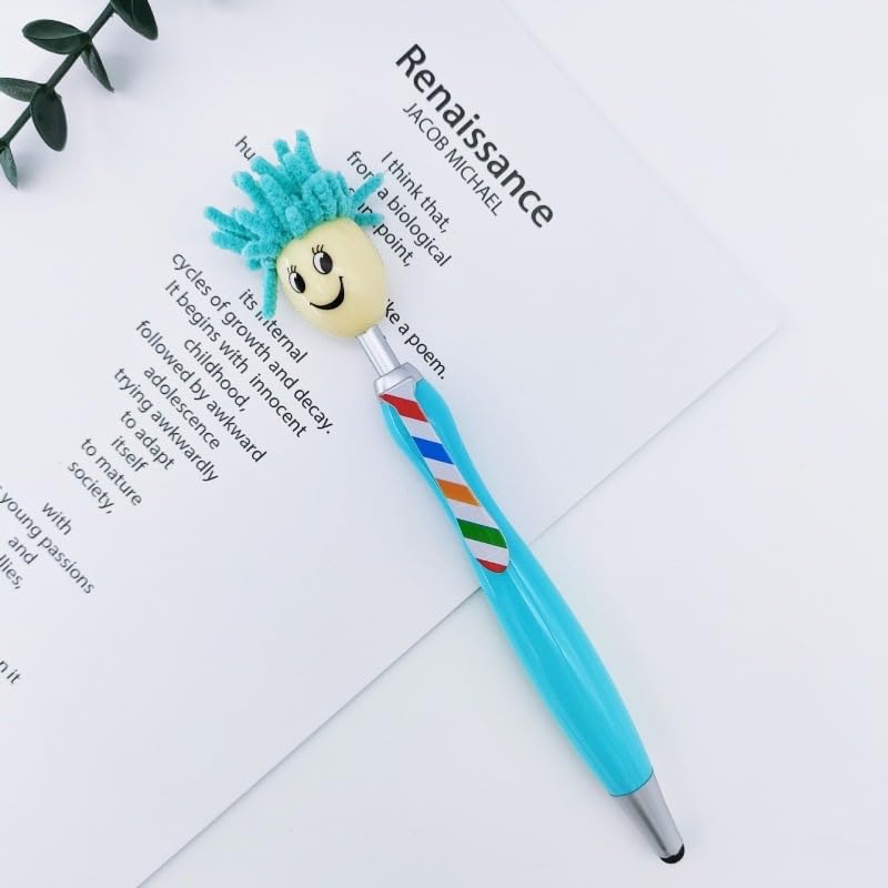 Arthink Pack of 20 Mop Head Ballpoint Pens Funny Mop Topper Pens with Plush Hair Writing Click Pen — view 3