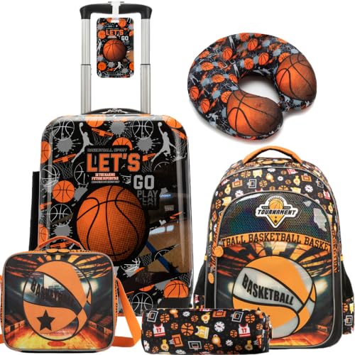 Image of Kid's Luggage Set 5 Piece Suitcase Set 16 inch Hardside Luggage with Spinner Wheels Boys Carry on Luggage Travel Rolling Luggage Airline Approved