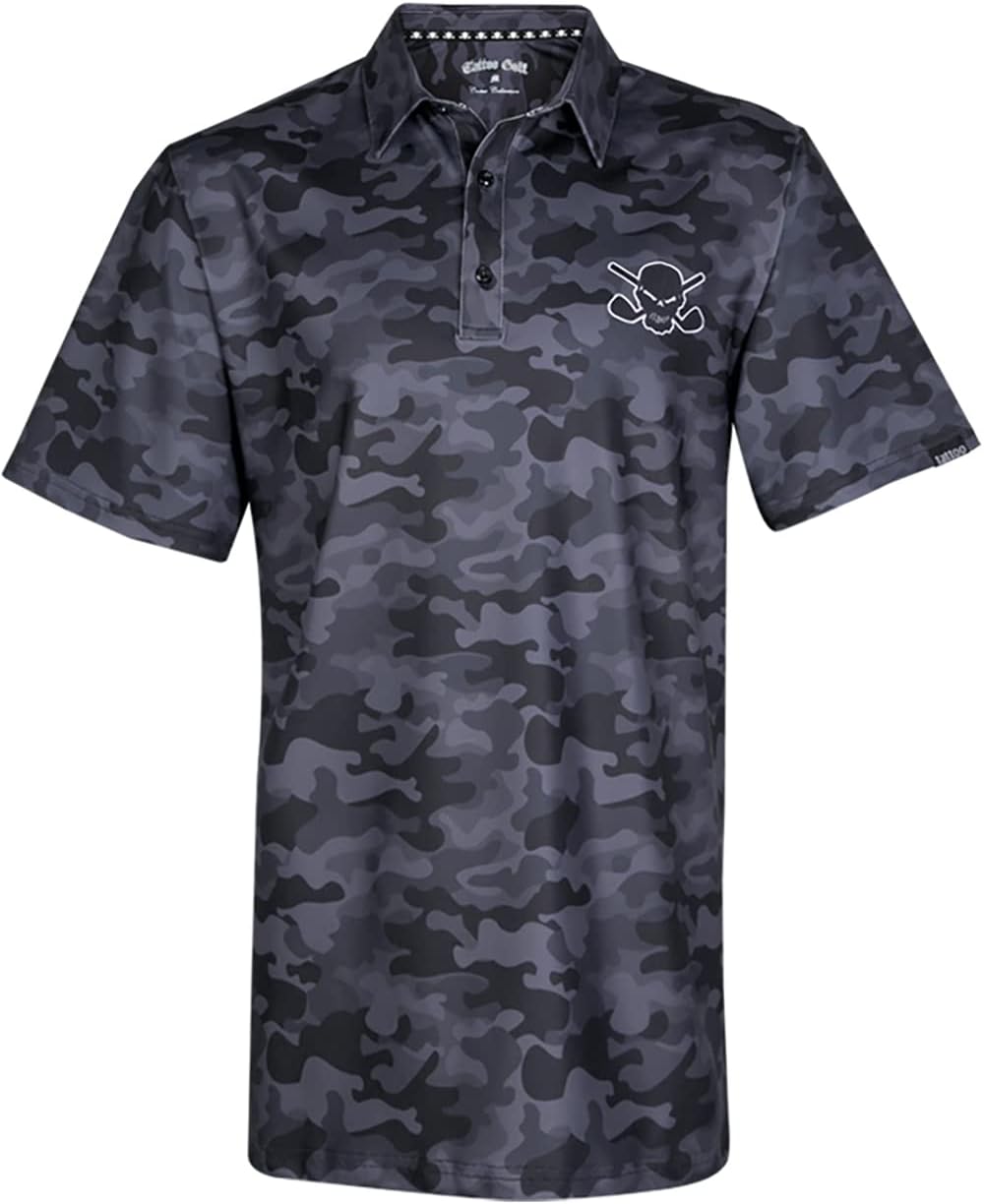 TattooGolf Camo Cool-Stretch Men's Golf Shirt (Blue)