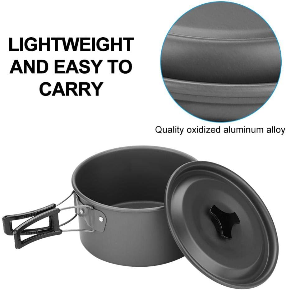 Aluminum Alloy Camping Cookware, Mess Kit with Folding Pot & Pan for Outdoor Cooking, Camping, & Picnic