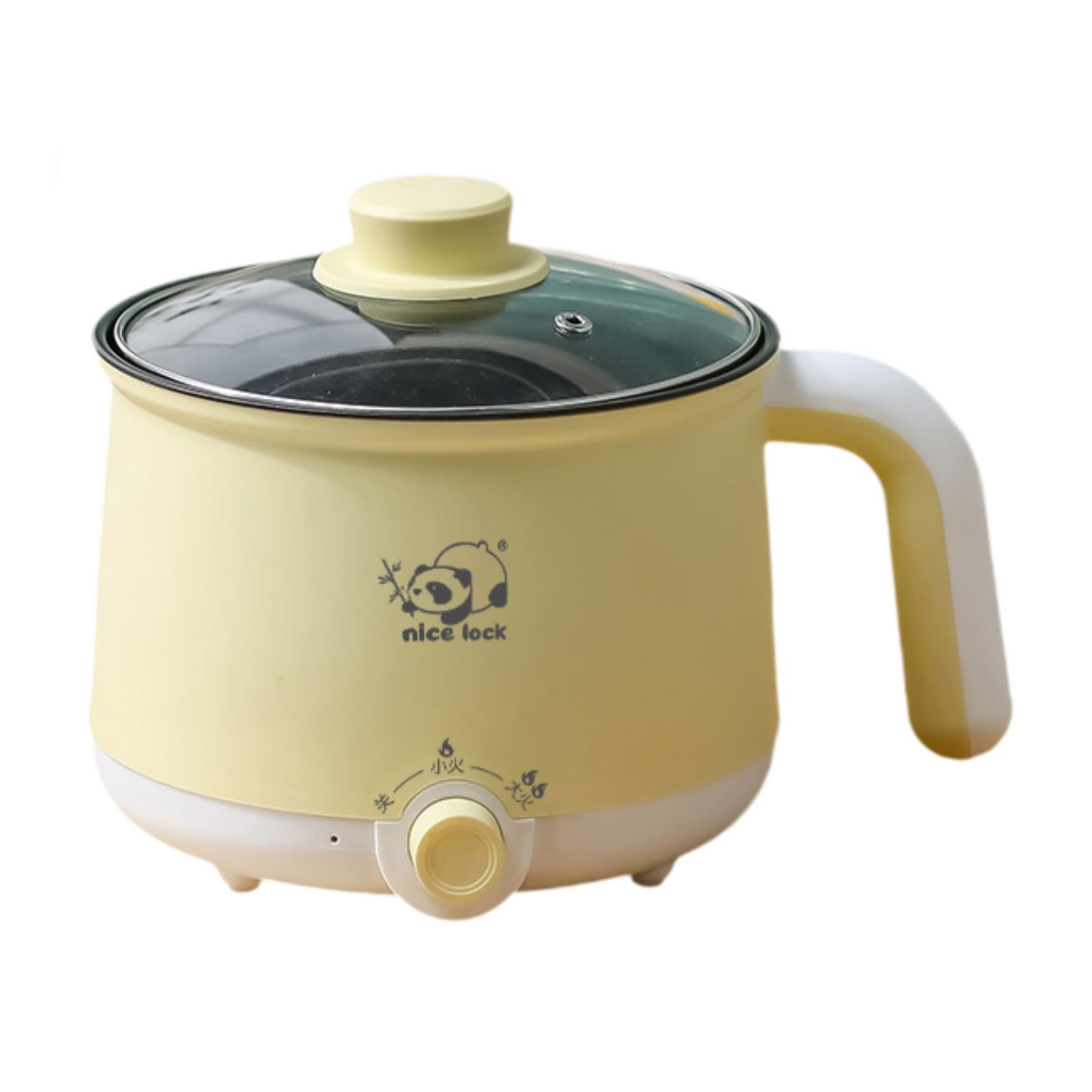 IEUDNS Mini Hot Pot Electric Rice Cooker with Handle Stainless Steel Mini Travel Cooker Raman Cooker for Soup
