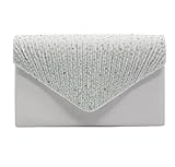 Bolsa tiracolo feminina de cetim com strass para noite, bolsa de ombro elegante para festa de casamento, Branco, Medium, Mochila casual