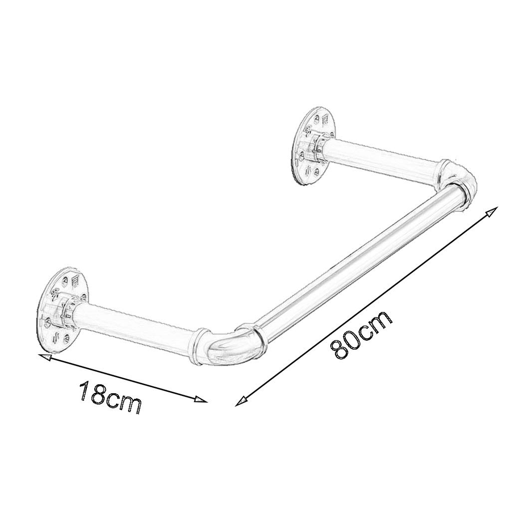 FKDEYIJIA Tubo di Ferro Abbigliamento Hanging Asta, fissata al Muro for l' Abbigliamento Display Rack, Abbigliamento Commerciali Rack, 4 Colori Disponibili for la Selezione di Lunghezza 80 Centimetri
