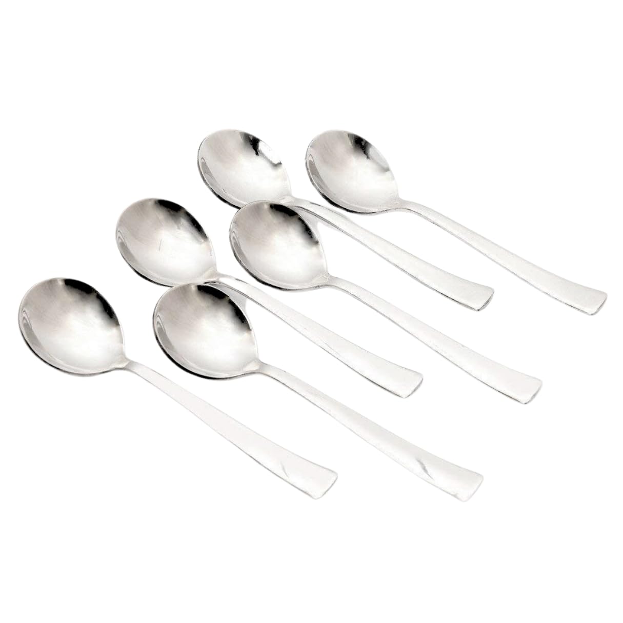 Set 6 Cucchiai Da Zuppa In Acciaio Inox - Manico Lungo 6 Pollici - Nuovi
