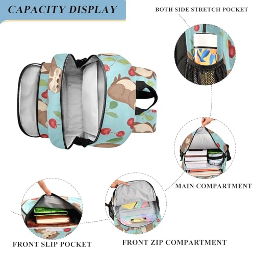 Sac à dos portable motif loutre et cerise style décontracté