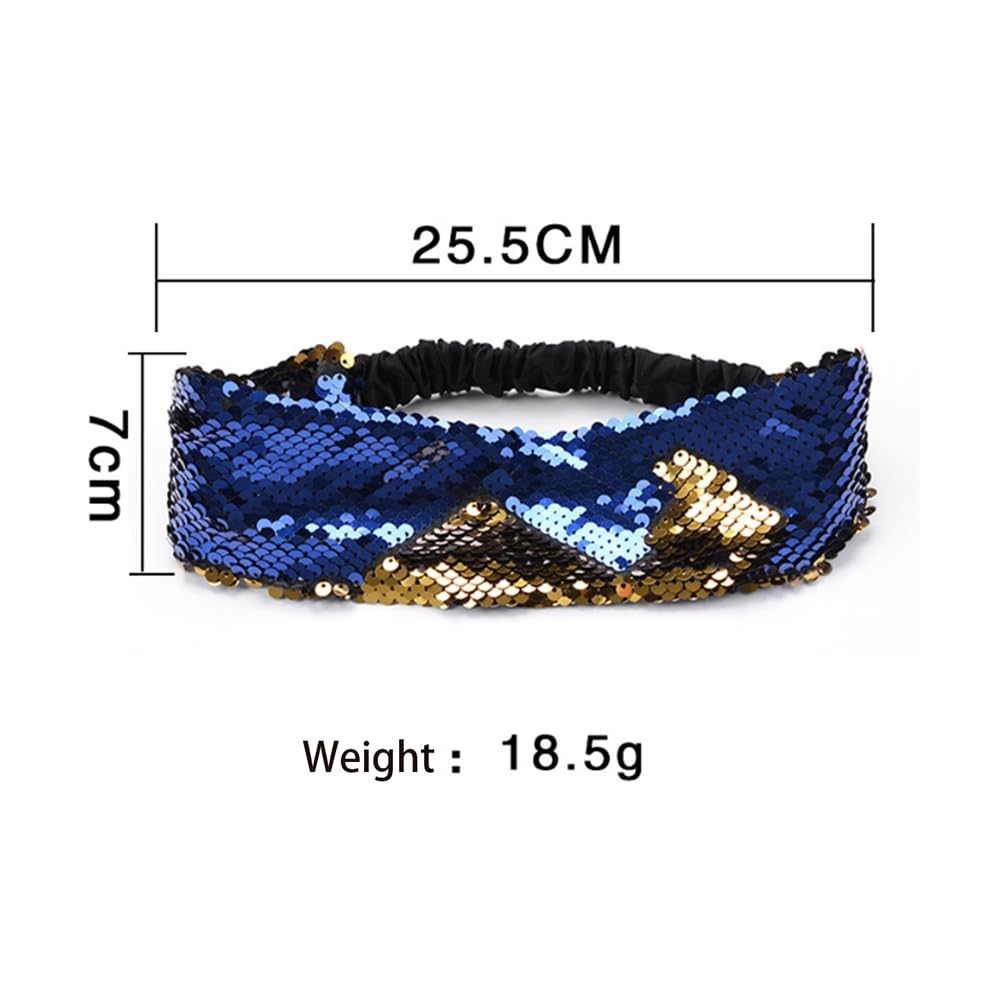 12 Stück Glitzer-Pailletten Stirnbänder – Elastisch, Für Damen, Karneval, Party, In Silber & Gold