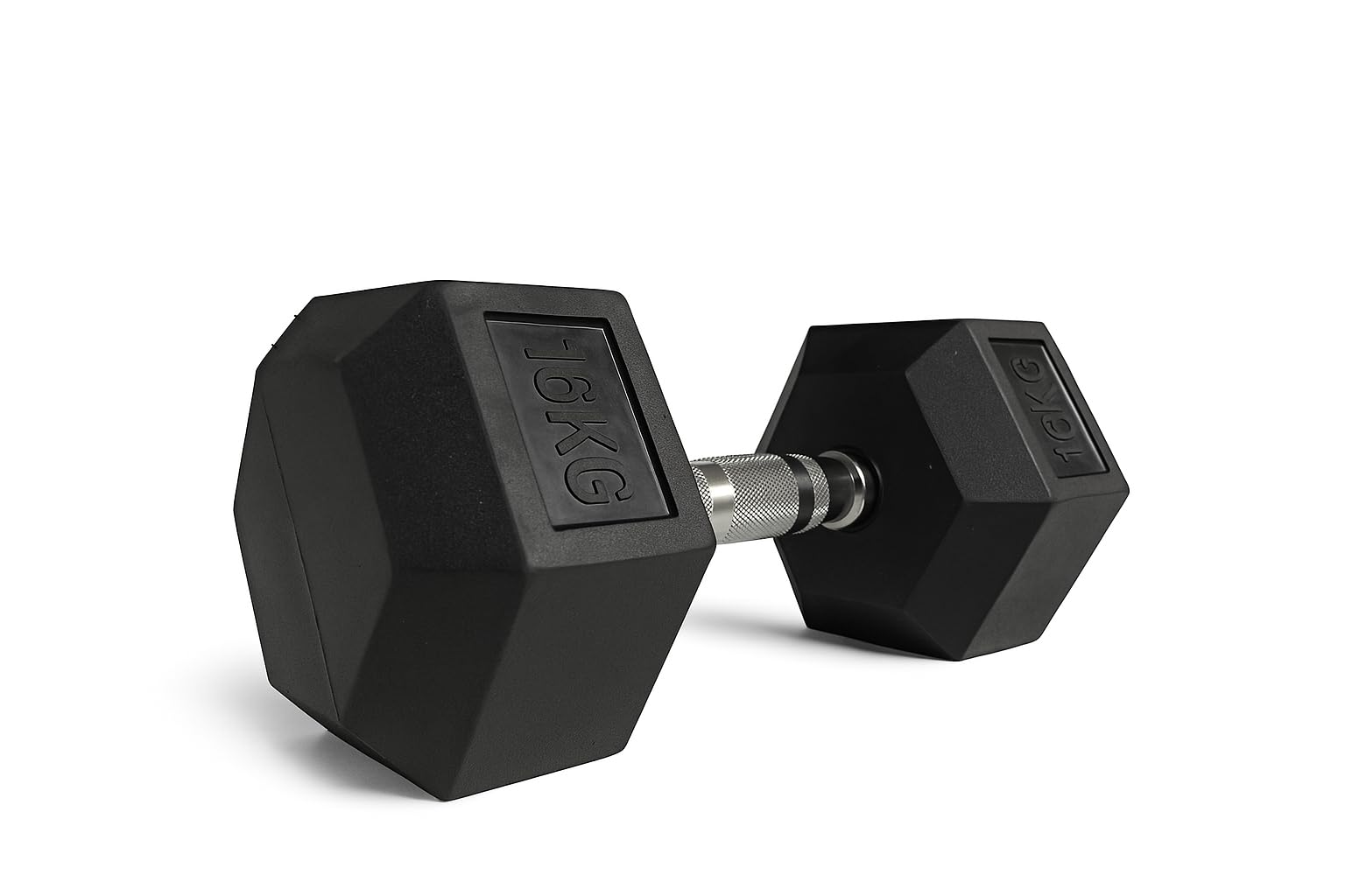 Hex Dumbbell 6–20KG – Premium Rubber Dumbbells Set -Coated Free Weights with Anti-Slip Chrome Handles – Ideal for Home Gym Sports & Full-Body Training (1x 16KG)
