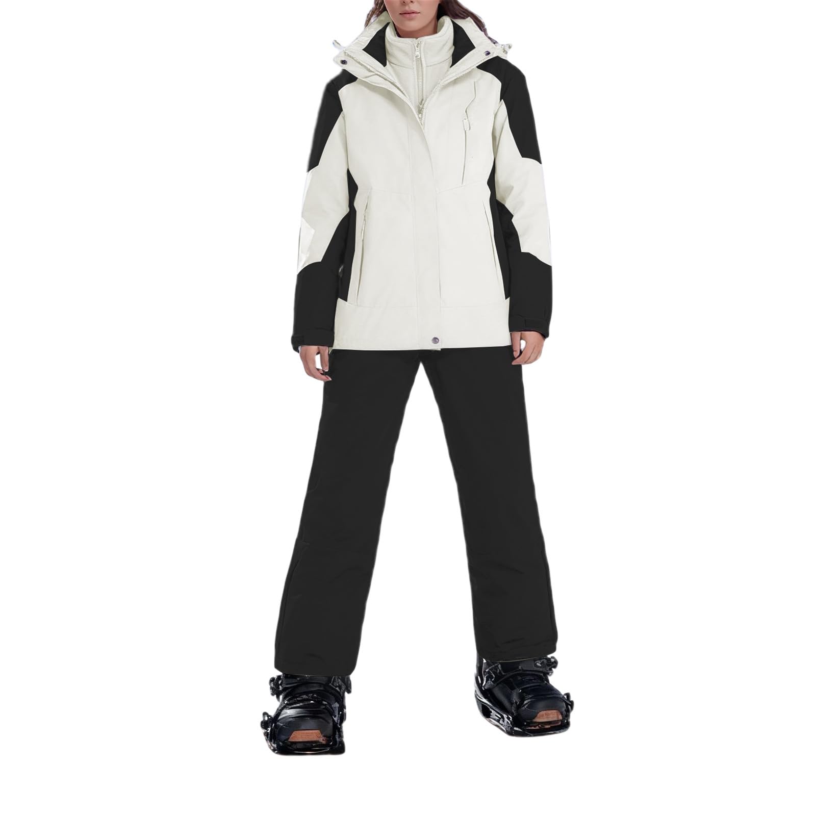Generisch Skijacke Damen Skianzug Damen 2 Teilig Set Wasserdicht Warm Skijacke und Hose Ski Set Winter Schneeanzug Snowboardanzug Atmungsaktiv Outdoor Skibekleidung Gefüttert Zweiteiler Outfit