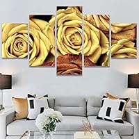 SIGNWIN 5 Panel Canvas Wall Art Yellow Petals for Home Decorations Ready to Hang - 60