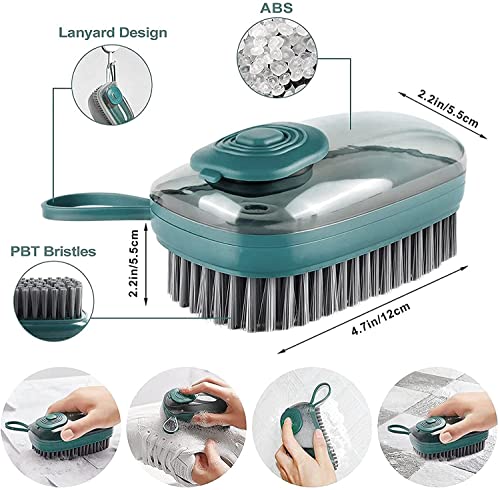 Image of YANCI Soap Dispenser Scrub Cleaning Dish Brush Set Household Cleaning Tools Washing Brush for Laundry Cloth Shoe, Good Scrubber Cleaner for Bathroom Kitchen Tub Shower Sink Carpet, Green