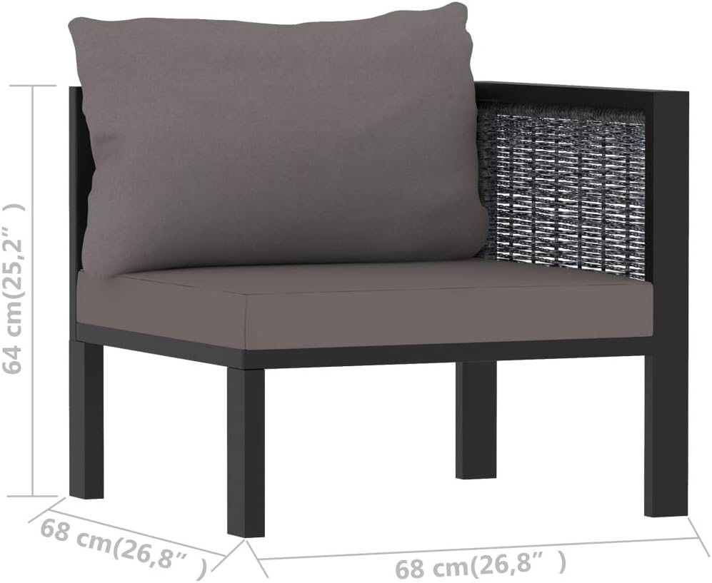 Sectional Corner Sofa with Left Armrest,Comfy Couch,Sofa Chair,for The Patio, Porch, Lawn, Garden or Home Furniture,Poly Rattan Anthracite