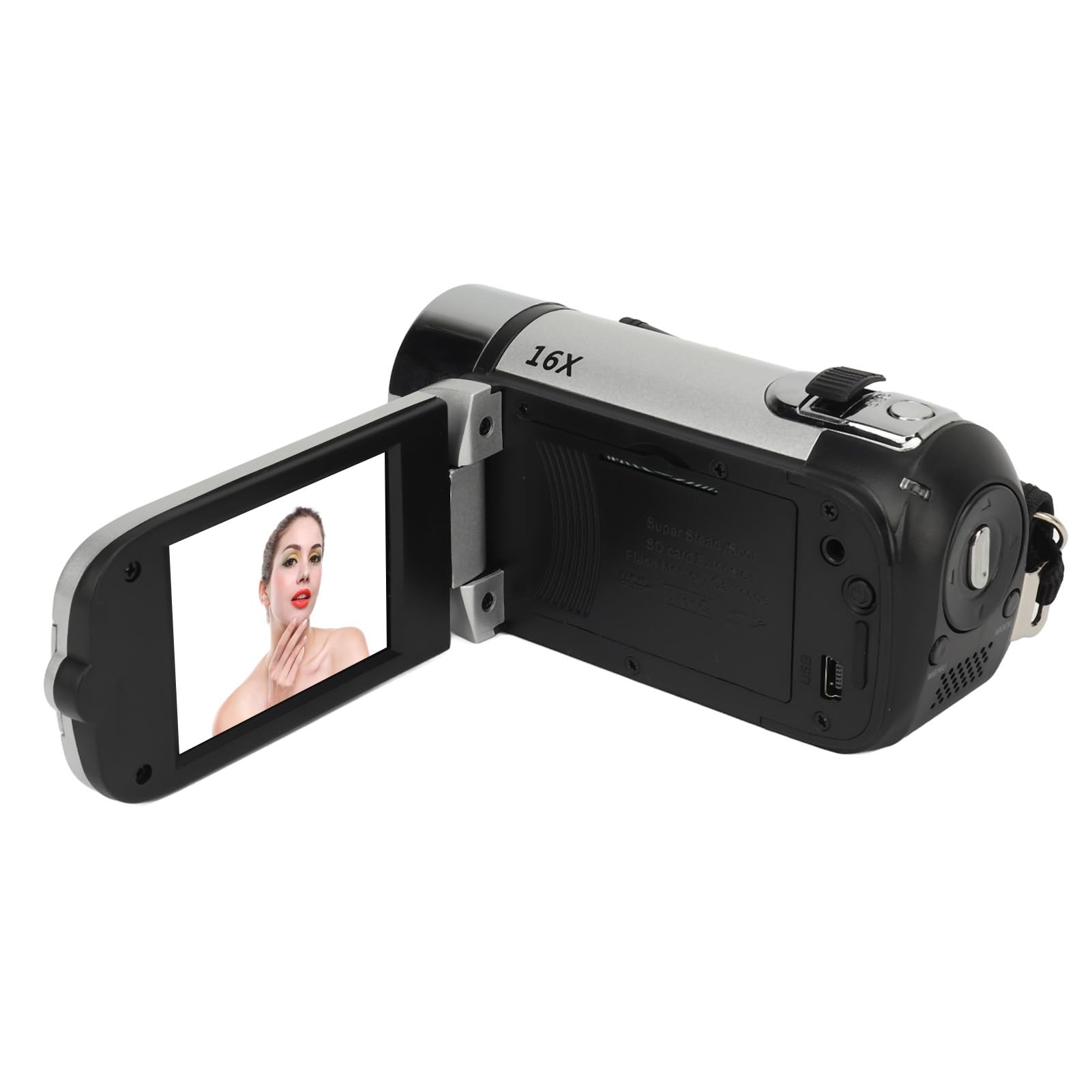 Ejoyous Caméscope Vidéo Vintage, Caméscope Numérique Portable 1080P 16MP avec écran Rotatif, Idéal pour Les Voyages et Les Souvenirs de Famille (Silver)