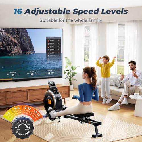 Image of Flexnest Flexrower Smart Bluetooth-Enabled Rower Rowing Machine, for Home Gym Workout with Classes from Trainers on Flexnest App - Black (Flexrower Lite)