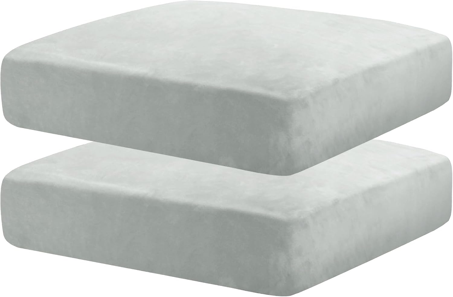 (SIMILAR ITEM) MAXIJIN Velvet Stretch Cushion Covers - Loveseat & Sofa Slipcovers with Elastic Bottom (2 Piece, Silver Grey)