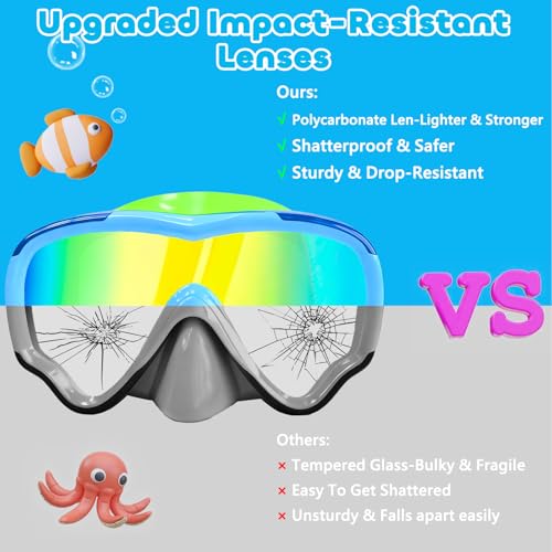 Image of MOMUSE Kids Swim Goggles 3-14 with Soft Fabric Strap, 3D No-Leak Nose Cover | No Hair Pulling, Mirrored Shatterproof Lens, Anti-Fog & UV Protection, Diving Mask Swimming Goggles Toddler /Youth Boys Girls