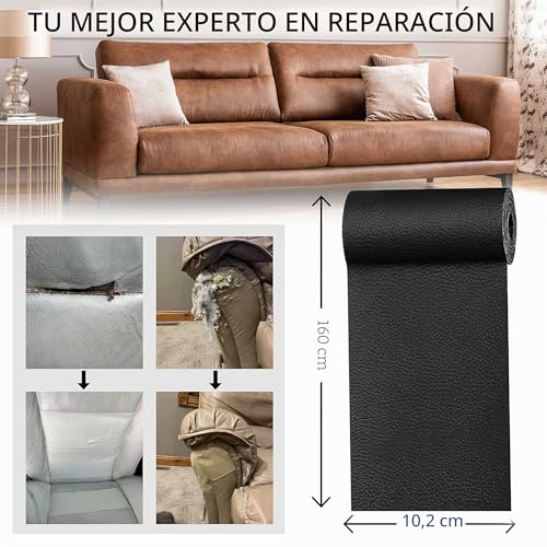 Miniatura 6 de Yaflc Parche Adhesivo De Cuero Negro, 10x160cm, Para Reparación De Sofá, Asiento De Coche, Muebles Y Chaquetas - Polipiel Adhesiva