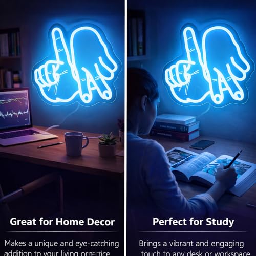 Image of LA Gesture LED Neon Sign, Los Angeles Gesture Light Up Sign Dimmable USB Powered for Wall Bedroom, Man Cave, Baseball Team Decor, Garage, Bar, Party, Game Room, Nightclub, Gifts