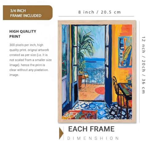 Image of BLINKART Henri Matis Aesthetic Modern Art Walls With Frame | Natural Wood Texture | Living Room Bedroom Office Wall Decoration | Poster Home Decor Frames Wall Bedroom | 12x8 Inches (D492)