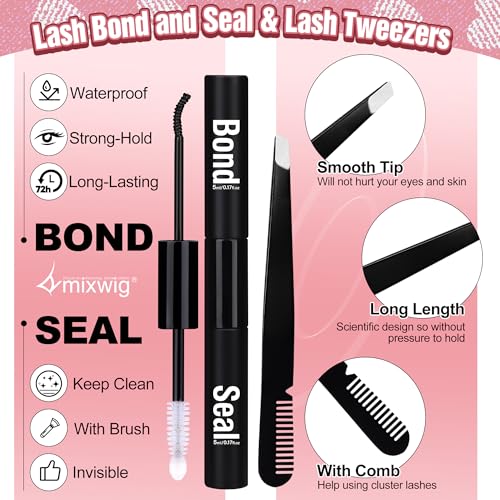 Wimpern Extensions Set Künstliche Wimpern Natürliche DIY Wimpernverlängerung Cluster Wimpern 16MM Individuelle Lashes Kit 40D Nerz Wimpern Fluffy mit Lash Bond und Seal Lash Tweezers