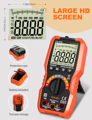 Digital Multimeter, 6000 Counts Auto Range, genaues Messen von AC/DC-Spannung, Amperemeter...