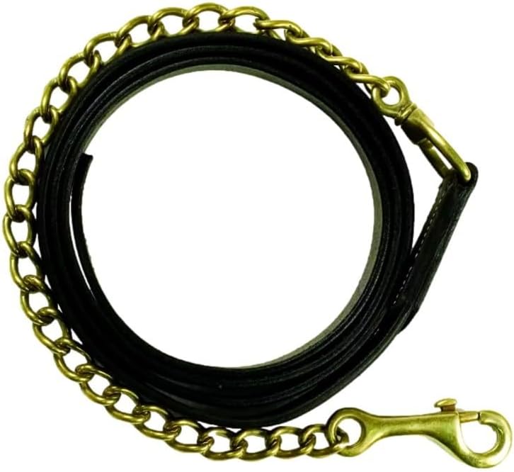 Gatsby Lead Rope 30" Brass Plated Chain Snap Smooth Leather 719765