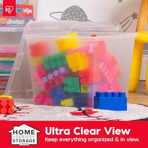 Image of IRIS USA 4-Pack Storage Bins with Lids, 36 Quart, Clear Stackable Containers Box Organize Shoes Closet Shelves Clothes Blankets Towels - BPA-Free Plastic