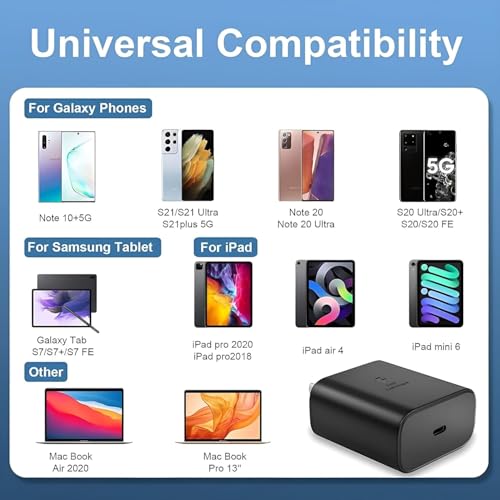 Image of 45W Super-Fast Charging Adapter with 3.3 Ft Type C Cable Compatible with Samsung Galaxy S26 /S25(Ultra /Edge /FE) S24+ /S23 /S24 /S23 Fe /M17 /Z Fold 7 /6 / Flip 7 /6 / Galaxy Tab S11 /S10 Lite /S10 Fe - Black