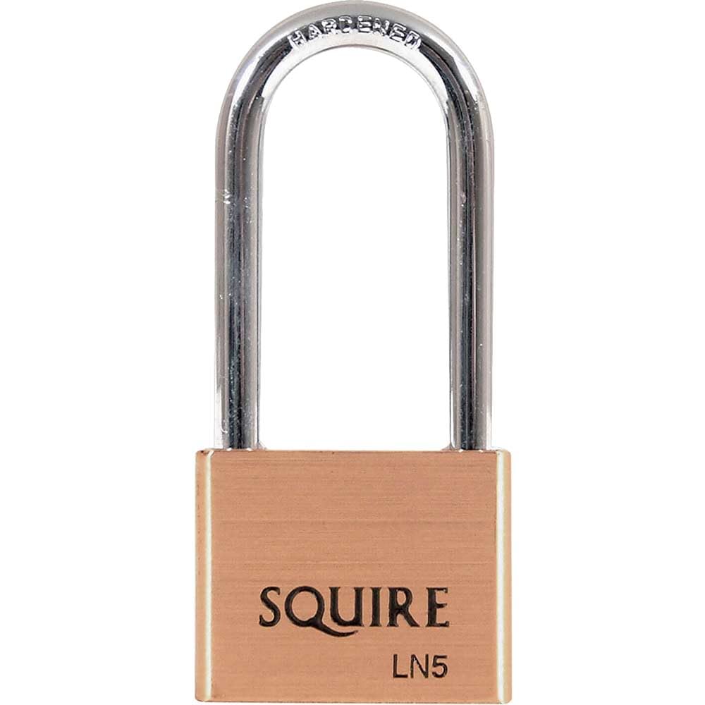 Squire LN5/2.5 Lion Brass Padlock 5-Pin 50mm - 65mm Long Shackle HSQLN525