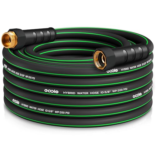 Heavy Duty Garden Hose 25ft, NON-EXPANDABLE Flexible Water Hose, Kink Resistant Lightweight Hybrid...
