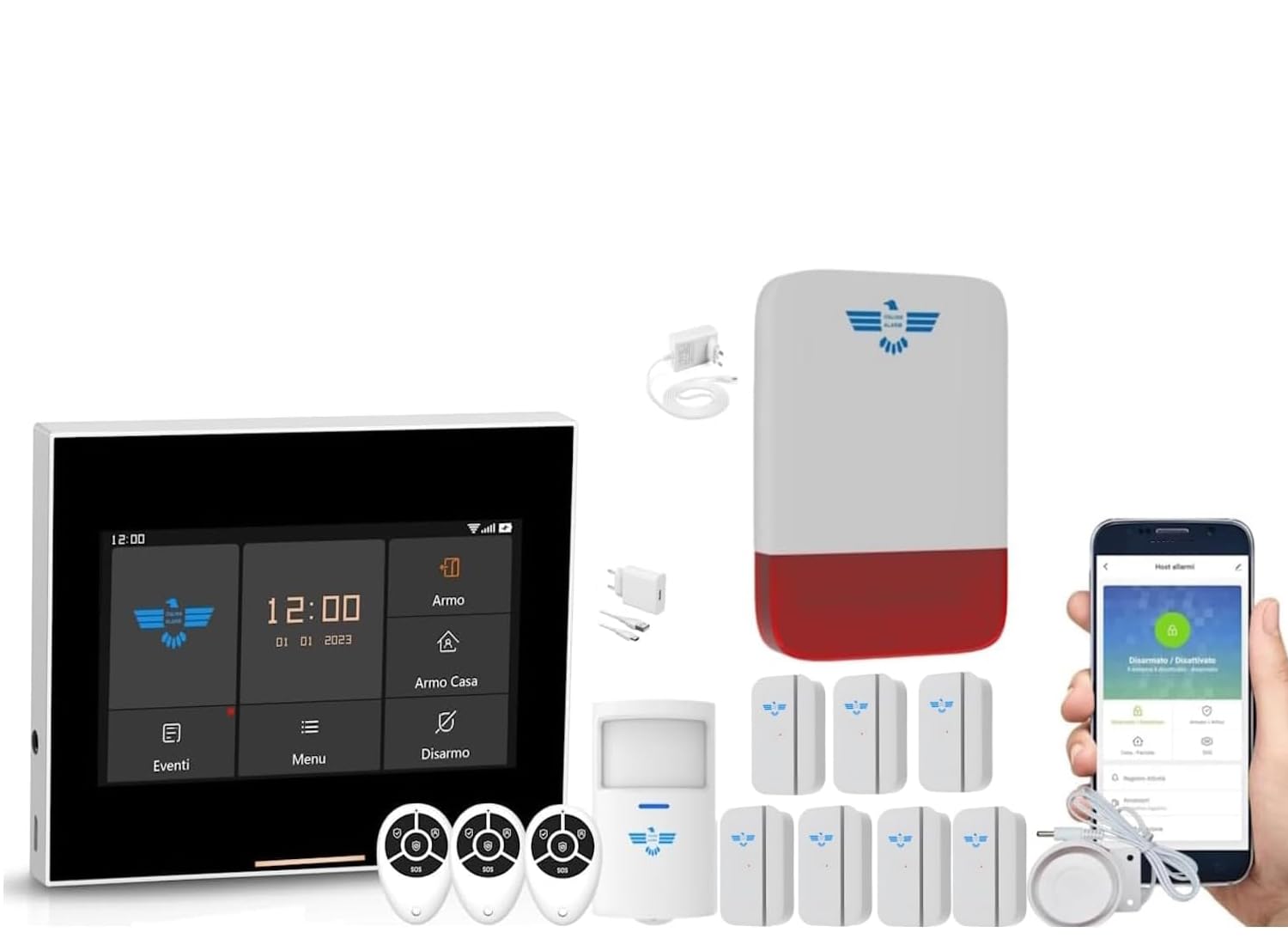 ITALIAN ALARM Bezprzewodowy alarm domowy, bezprzewodowy alarm do drzwi i okien, zestaw alarmowy z zewnętrzną syreną, zarządzanie przez aplikację WiFi i obsługuje kartę SIM 4G. Już skonfigurowany i