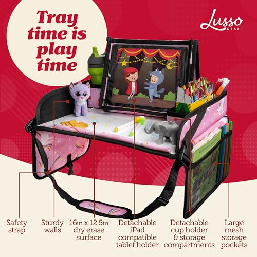 image for Lusso Gear Kids Travel Tray for Car - Road Trip Essentials for Kids - 