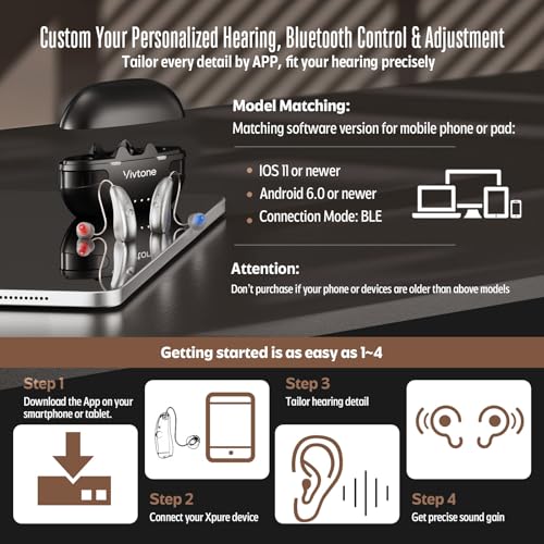 Bluetooth Hearing Aids with Phone Call & Music Streaming, APP Control for Precise Fitting, Rechargeable OTC Hearing Aids for Seniors Adults Men Women, Xpure2.0, 2025 Version