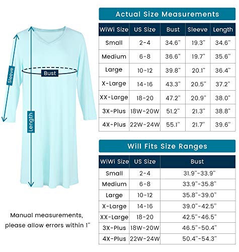 Wiwi Bamboo Nightgowns For Women Soft Long Sleeve Nightgown Ladies Nightshirts Plus Size Sleep Shirts Sleepwear S-4X, Light Purple, Medium #TOP5