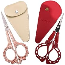 4.5in Rose Gold Embroidery Scissors and Small Crochet Scissors Red Cute Shears with case