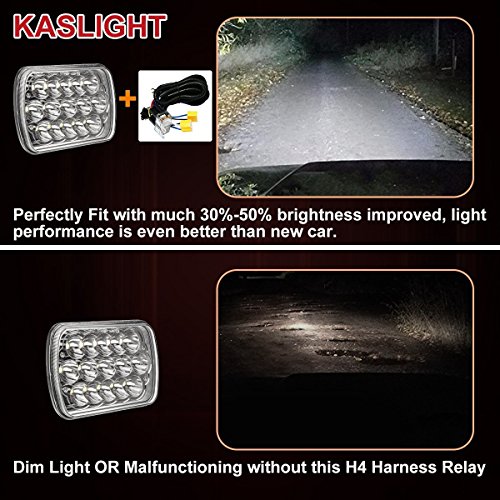 Kaslight KAJE-0003 H4 Relay Harness 1Set 2 H6054 7X6 6054 Polycarbonate Headlight H4 Relay Harness Pickup Headlights H4 Wiring Harness Kit thumb #2