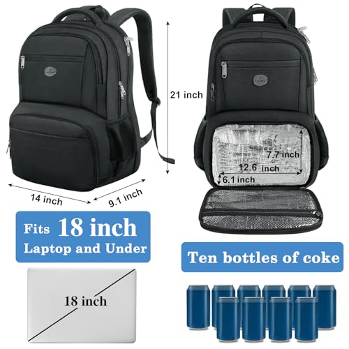 MATEIN 18 Inch Backpack for Men, Extra Large Work Backpack with Lunch Compartment, Water Resistant Insulated Cooler Computer Bag, Sturdy Padded Carry On Laptop Daypack for College Travel by MATEIN - Image 4