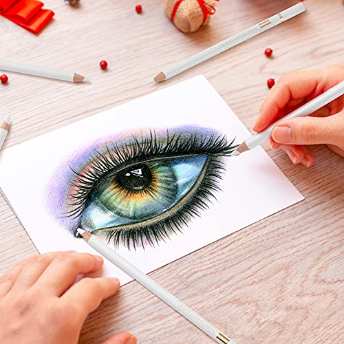 Markart Professional White Charcoal Pencils Drawing Set 5 Pieces Sketch Highlight White Pencils For Drawing, Sketching, Shading, Blending, White Chalk Pencils For Beginners & Artists #TOP7