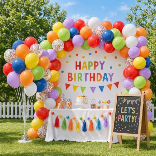 Image of Red Blue Yellow Green Balloons, Carnival Circus Balloon 12 Inch Red Blue Green Yellow Party Balloon with Colorful Confetti Balloons for Kids Birthday Carnival Theme Back to School Party Decorations