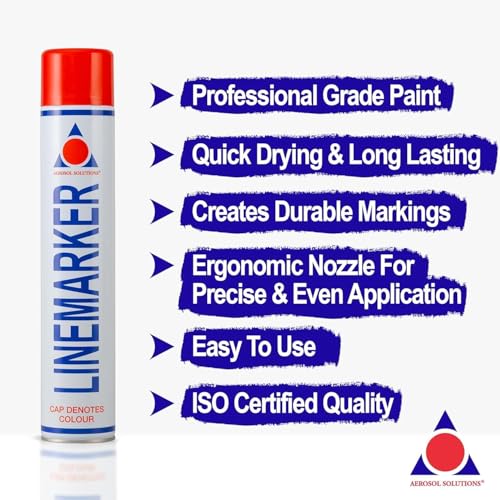 Image of Aerosol Solutions Line Marker Red 26 Oz [Pack of 6] High Visibility Grass and Road Spray Paint, All Purpose Striping Paint | Perfect for Athletics, Sports Fields, Hazard & Utility Marking