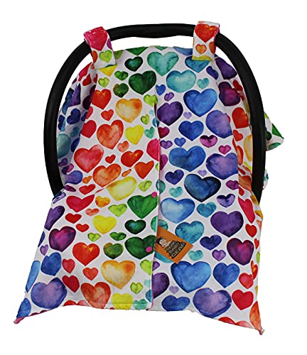 Image of DEAR BABY GEAR Heart Deluxe Car Seat Canopy - Double Layer, Bright Colored Hearts, Hot Pink Smooth, Hot Pink, 40 x 30 Inches