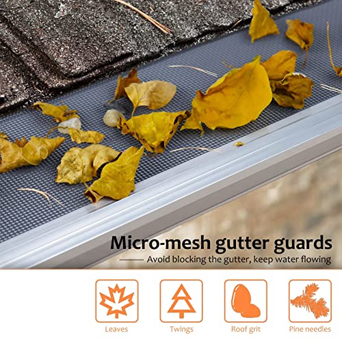 Gcgoods Gutter Guard, 5 Inch Micro Mesh Gutter Cover System, 48Ft, Leaf Protection, Prevents Clogged Downspouts, Easy Diy Installation & Weatherproof, Grey #TOP4