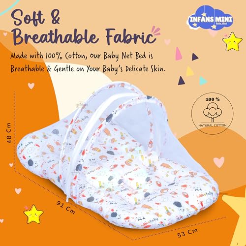 Image of Baby Bedding Set, 3 Pcs Cotton Sleeping Essential|Baby Sleeping Bag|Mother Nursing Feeding Pillow|Mosquito Net Bed for 0-6 Months (Panda Orange)